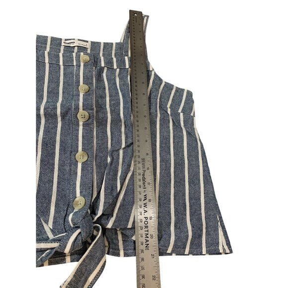 Sonoma Striped Denim Button-Front Tank Top With Tie Detail Size Small - Picture 6 of 8